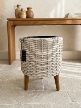 House & Garden Woven Round Planter in Taupe